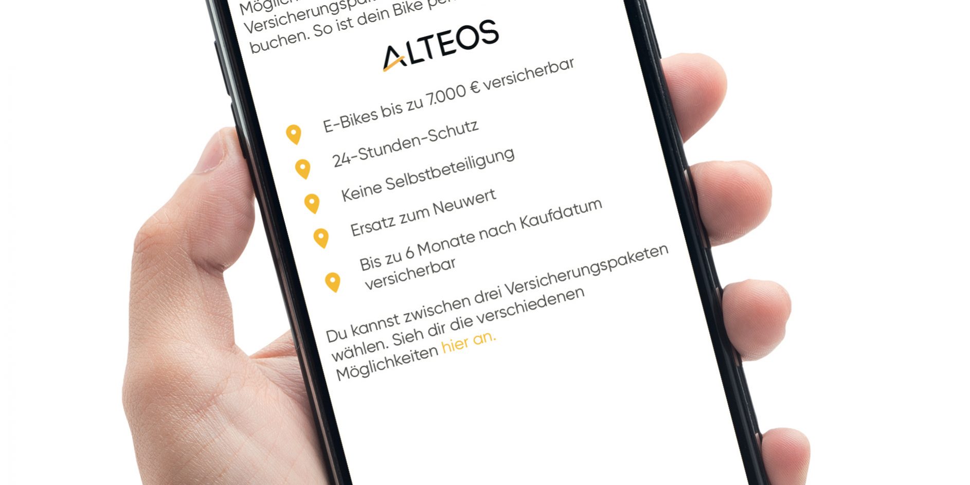 IT'S MY BIKE App Screen - Versicherungsservice
