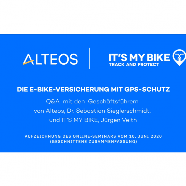 Alteos & IT'S MY BIKE - Die E-Bike-Versicherung mit GPS-Schutz