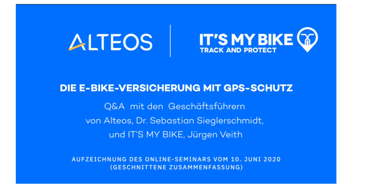 Alteos & IT'S MY BIKE - Die E-Bike-Versicherung mit GPS-Schutz